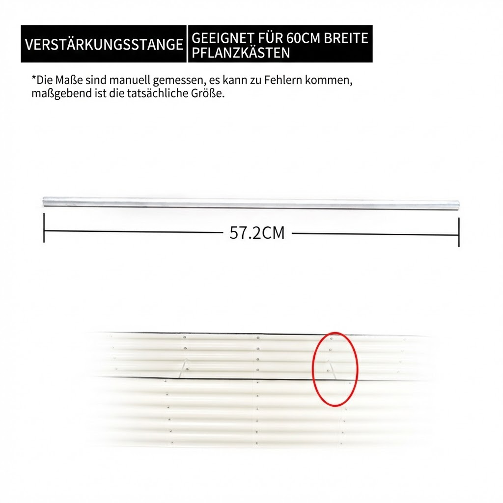 Hochbeet Verstärkungsstange – Metall Stützstrebe zur Stabilisierung und Verformungsschutz
